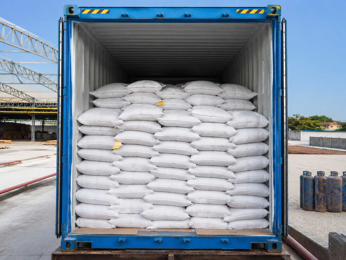 Container loading inspection with stacked export sacks